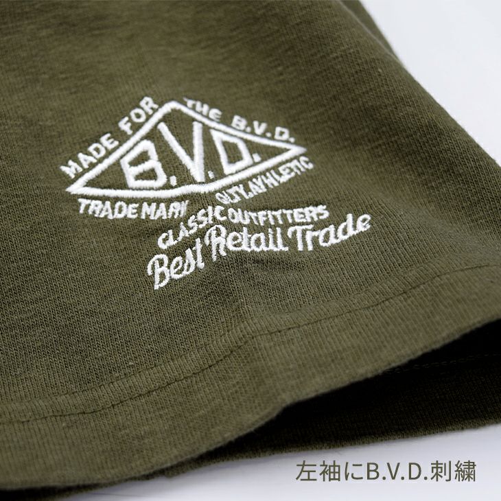 日本製】ヘビーウエイト 綿100％ ヘンリーネックTシャツ by BVD