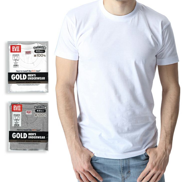 B.V.D.GOLD クルーネックTシャツ 2枚セット 綿100％【M/L】GF923-2P 