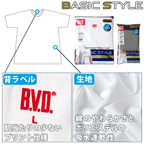 bvd t シャツ サイズ 販売 表