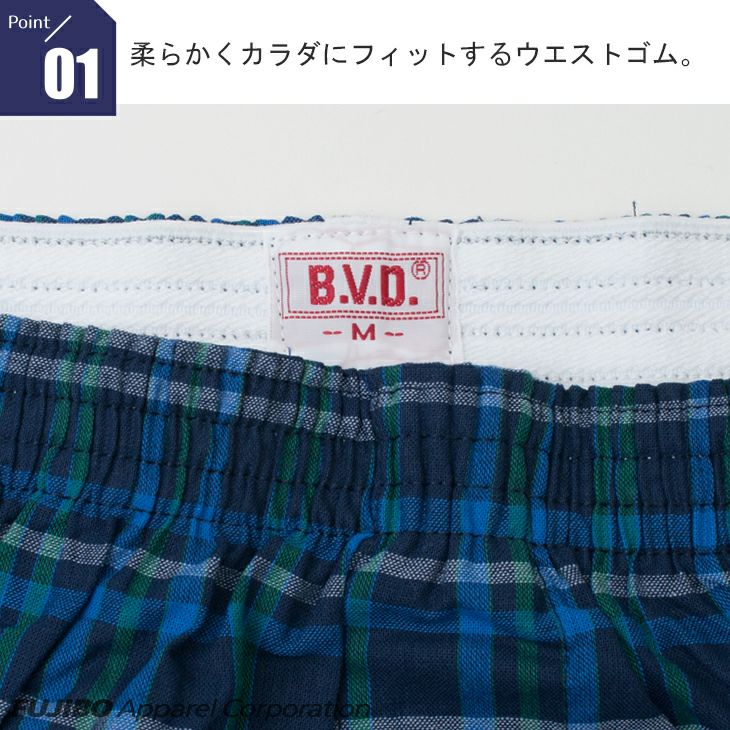 B.V.D.GOLD 先染（柄）トランクス　2枚セット M/L G192-2P