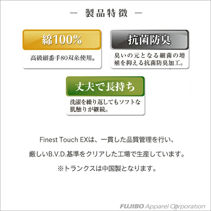 BVD Finest Touch EX 先染トランクス 綿100% 抗菌 防臭(LL BVD Finest Touch EX 先染トランクス 綿100% 抗菌 防臭(LL
