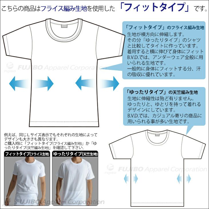 B.V.D.コットン100%白半袖肌着 丸首半袖Tシャツ ２枚セット 新品 - その他