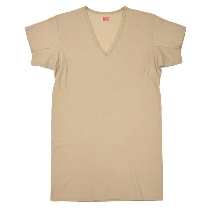 BVD クールエディット ワキ汗対策 17cmVネック2分袖Tシャツ M/L