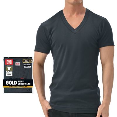 B.V.D.GOLD 限定COLOR V首半袖Tシャツ TOUGH NECK 綿100％ （LL