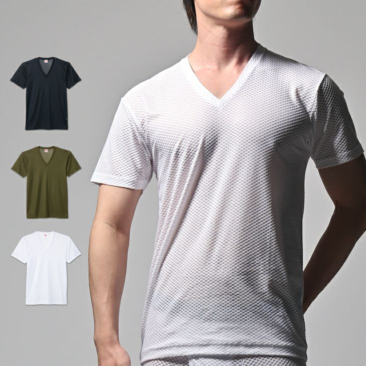 BVD エアーメッシュドライ Vネック半袖シャツ【M/L/LL】GR784