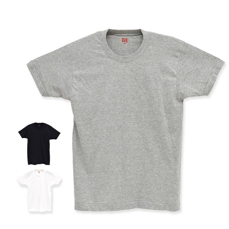 B.V.D. 綿100％天竺 PACK クルーネック半袖Tシャツ （M/L/LL