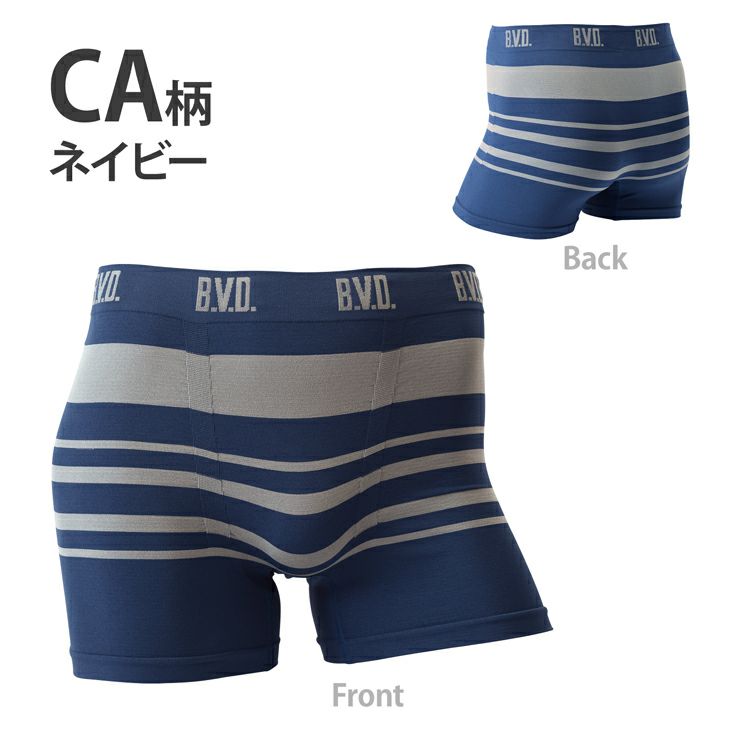 BVD ボクサーパンツ 立体成型 ソフトフィット ボーダー 前とじ （M/L